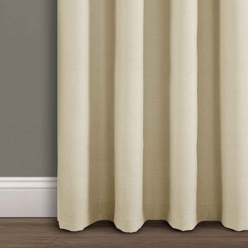 Porch & Den Limpus Faux Linen Grommet Top Blackout Curtain Panel