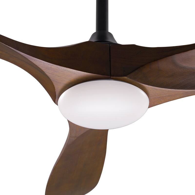 60" 3-Blades Retro Wood Ceiling Fan with LED Light Remote by Timechee - 60 Inches