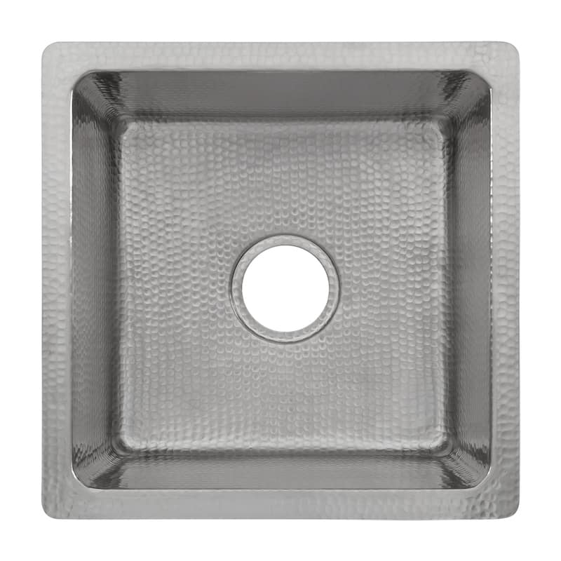 16-in Square Hammered Copper Bar/Prep Sink in Nickel w/ 3.5-in Drain Opening (BS16EN3)