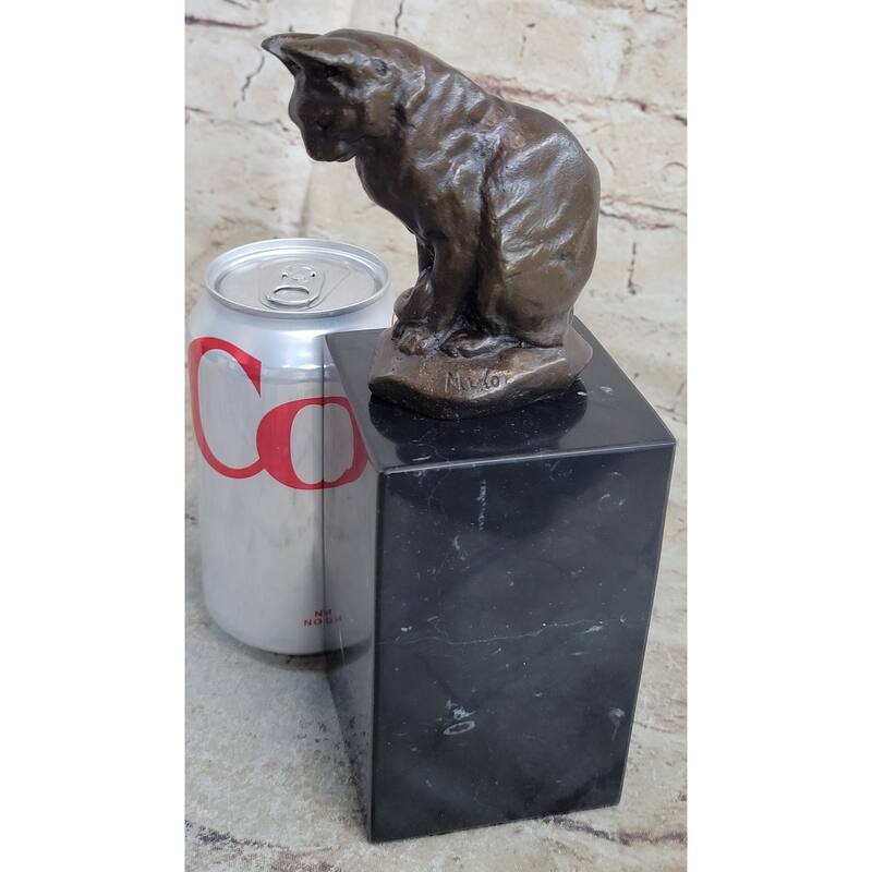 Signed Original House Imitative Cat Hot Cast Bronze Statue Sculpture Figurine Home Decor