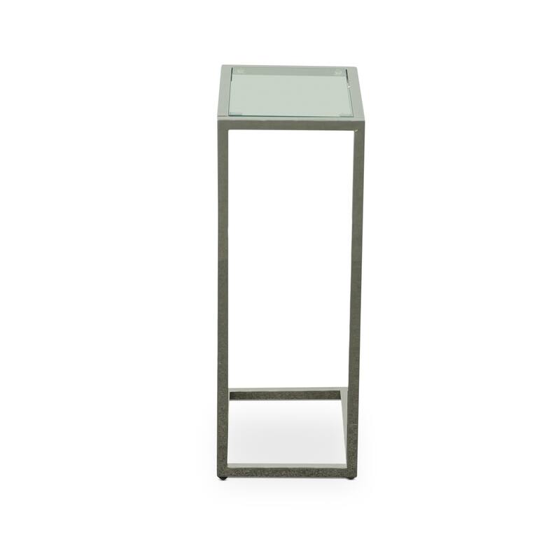 Carolina Living Aggie C-Form Accent Table - Harvest Oak Top - Aged Iron Base
