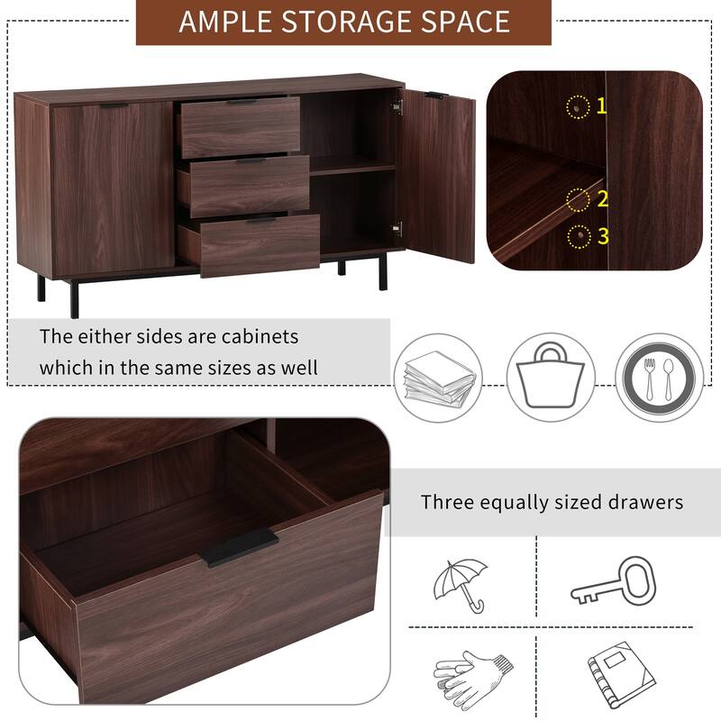 Contemporary Style Large Storage Space Particleboard Sideboard