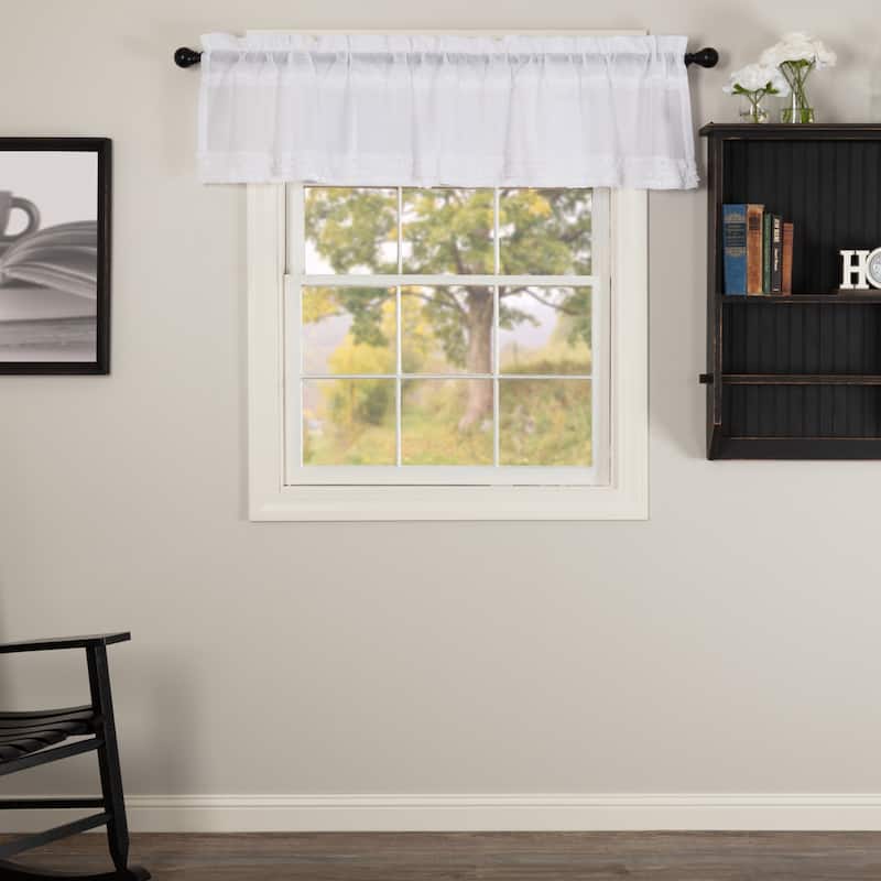 White Ruffled Sheer Valance - 16x72