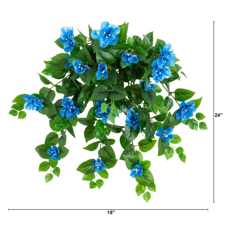 24-in UV Resistant Artificial Azalea Hanging Plant - Set of 3