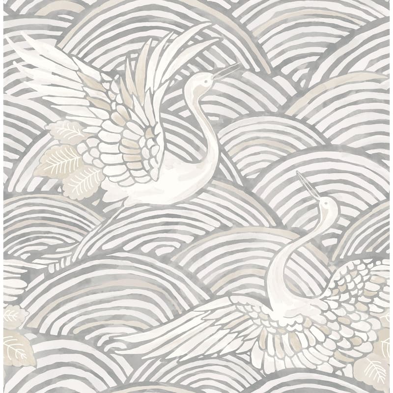 A-Street Prints Egret Slate Tidal Dance Wallpaper