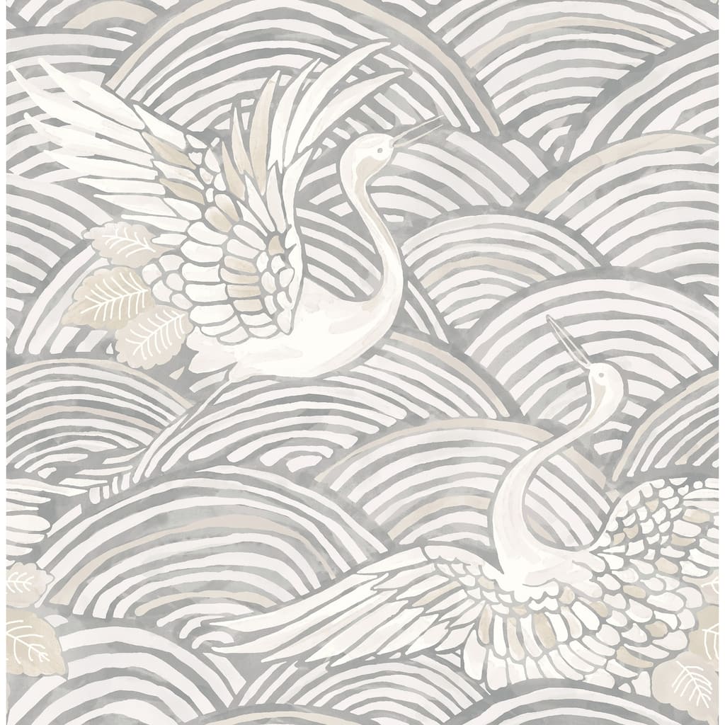 A-Street Prints Egret Slate Tidal Dance Wallpaper