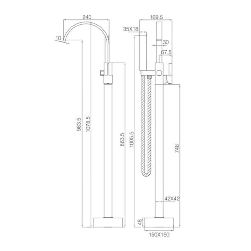 Luxury Modern Freestanding Bathtub Faucet Tub Filler with Hand Shower