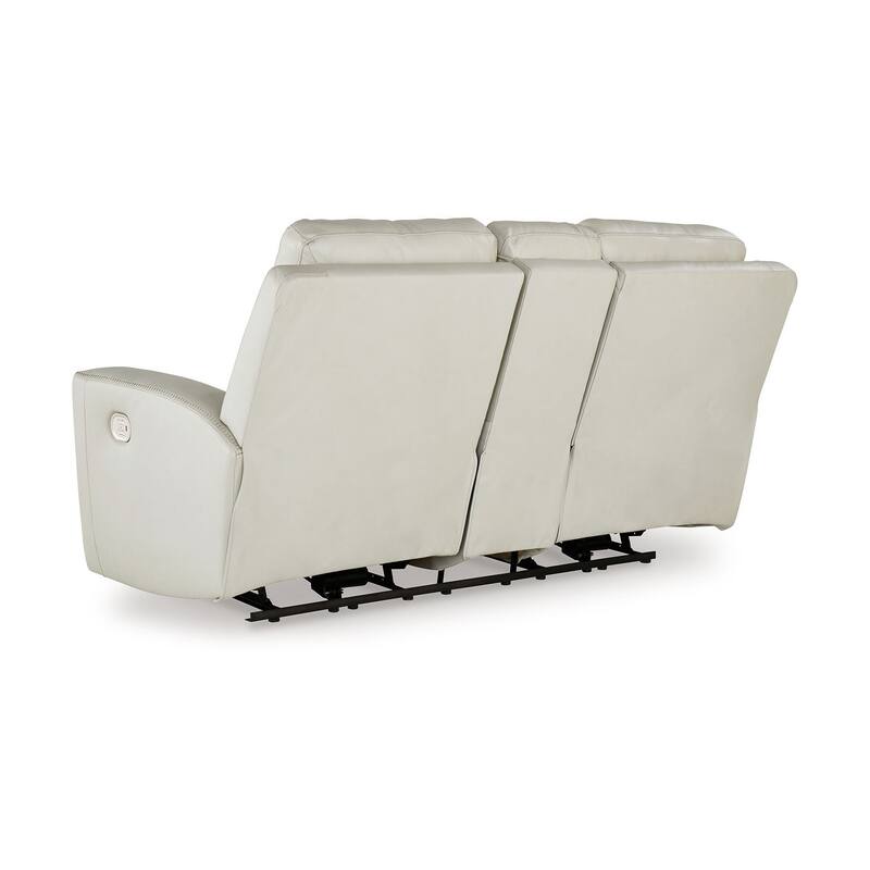 Minda Power Recliner Loveseat, Off White Real Leather, USB, 79 Inch