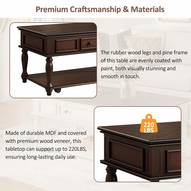 Farmhouse Coffee Table with One Drawer