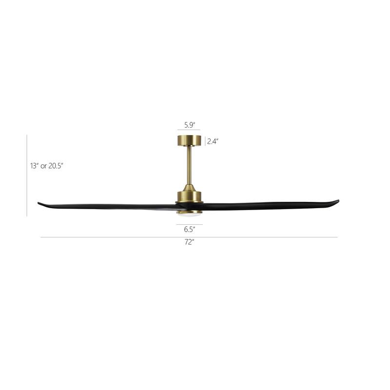 72" 3-Blade Solid Wood Ceiling Fan with LED Light and Remote Control