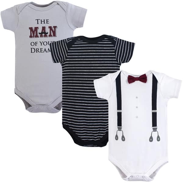 slide 1 of 1, Little Treasure Baby Boy Cotton Bodysuits 3pk, Man Of Your Dreams 0-3 Months - Man Of Your Dreams