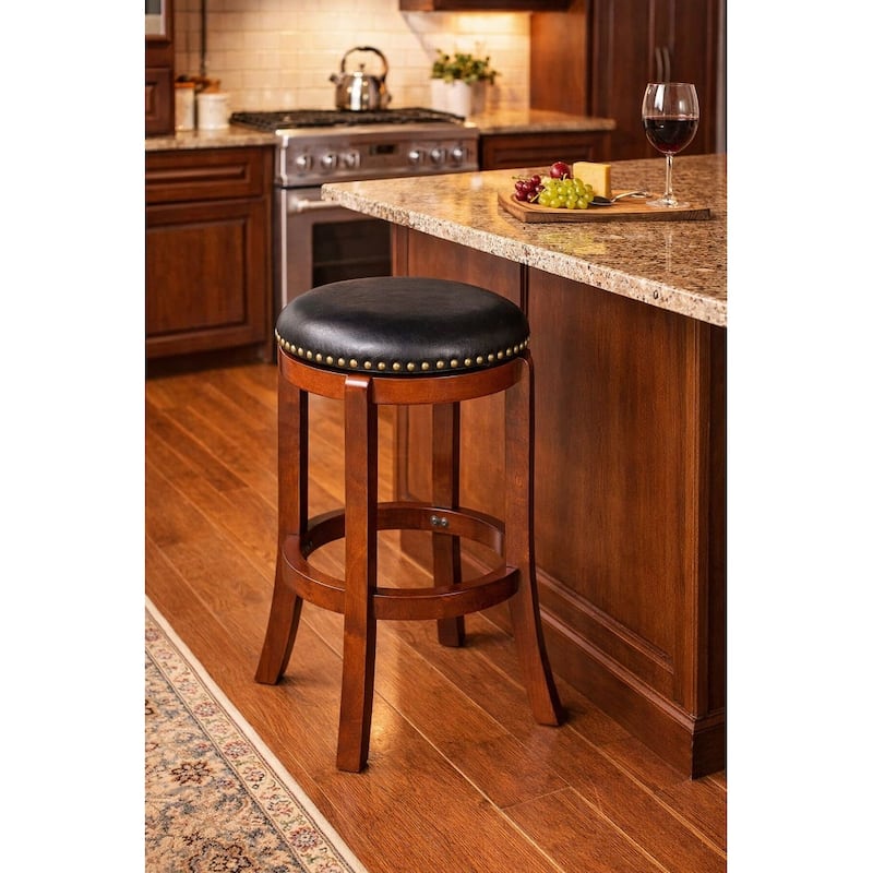 Cordova Black Swivel Counter Height Bar Stool - Cherry