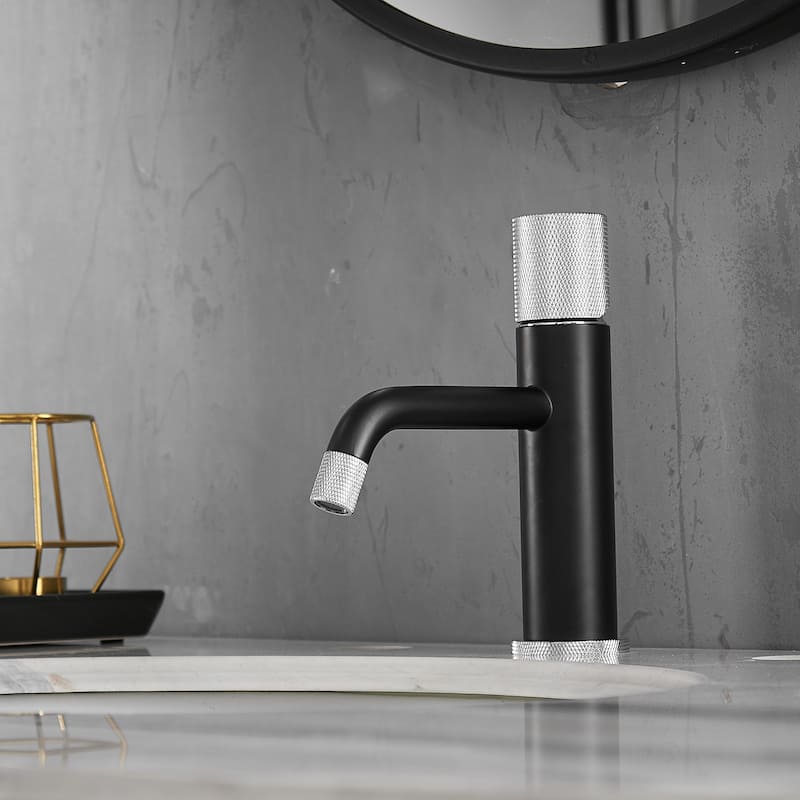 Modern Single Handle Brass Bathroom Sink Faucet with 1 Hole, Adjustable Water Flow and Temperature, Anti Fingerprint