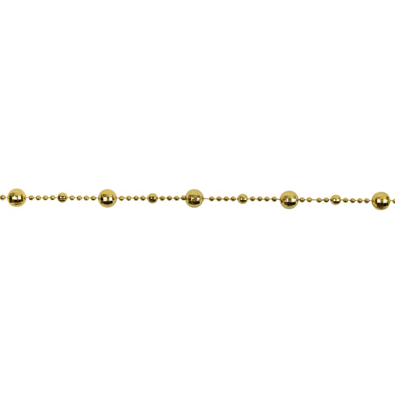15'x0.5" Shiny Gold Mirrored Disco Ball Beaded Artificial Garl