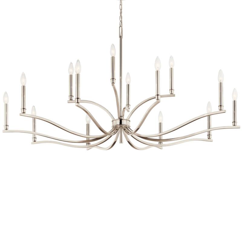 Kichler 52698 Malene 14 Light 53" Wide Taper Candle Style Chandelier - Polished Nickel