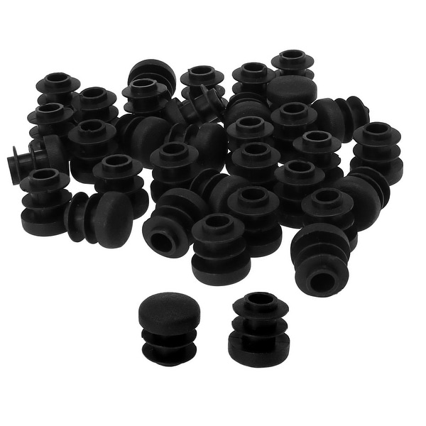 1/2" 14mm OD Plastic Round Tube Ribbed Inserts End Cover Caps 35pcs