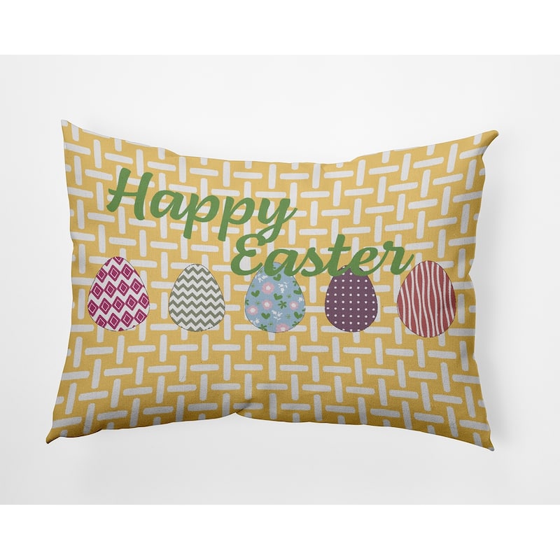 Happy Easter Polyester Indoor Pillow - 14" x 20" - Daffodil Yellow