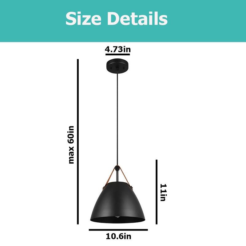 1 Light kitchen light fixture matte black pendant lights metal adjustable hanging light