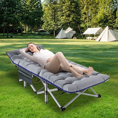 Folding Camping Cot Bed, 1200D Layer Oxford Travel Cots with Carry Bag