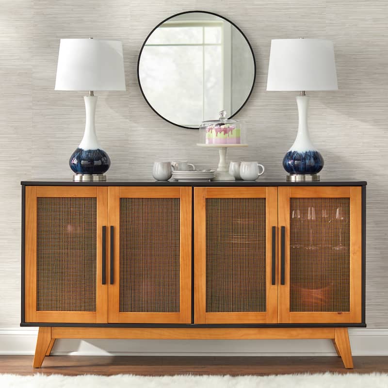 Lifestorey Loma Modern Farmhouse Buffet/Sideboard - Black/Brown