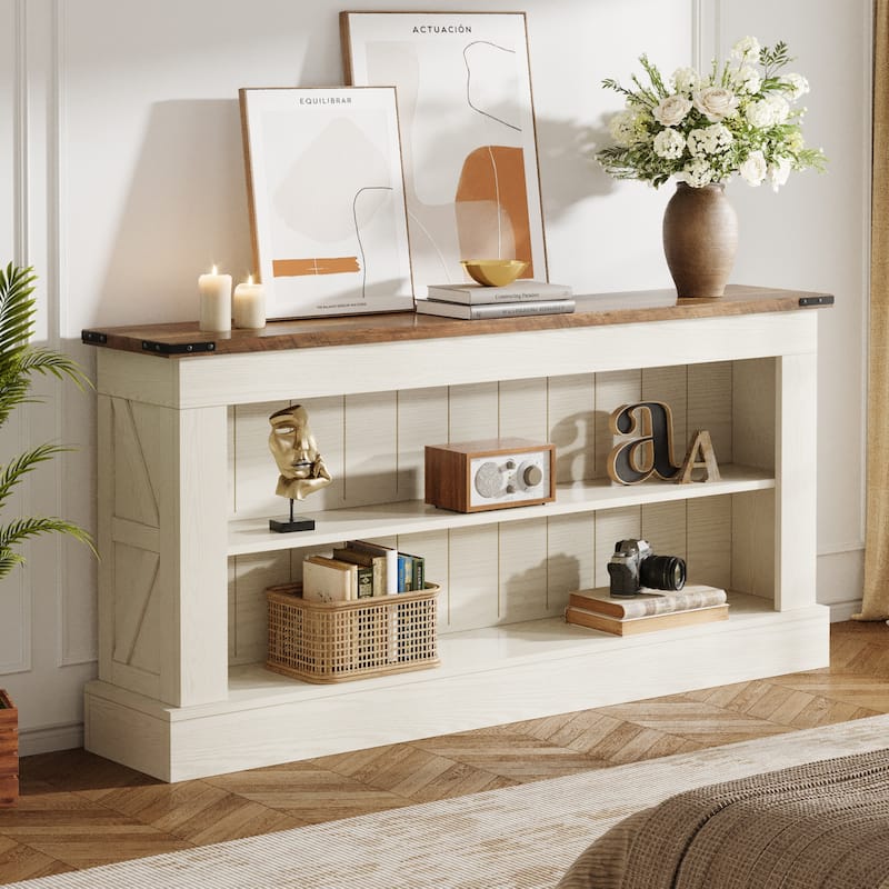 White Stand for 75-Inch TV, Farmhouse