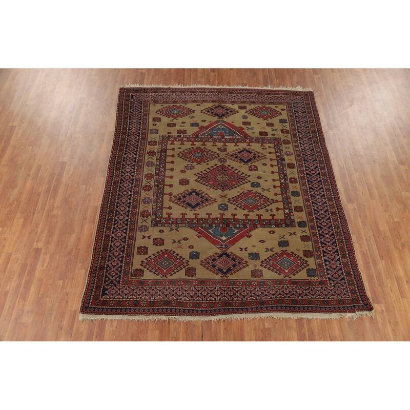 Kazak Vegetable Dye Antique Area Rug Handmade Wool Carpet - 7'9" x 9'3"