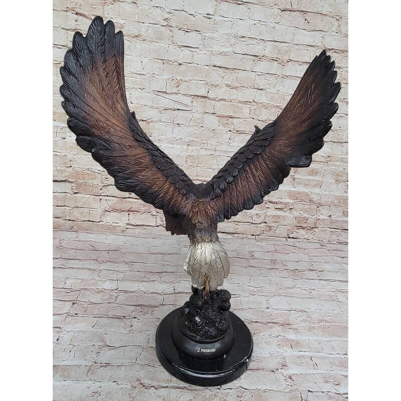 American Bald Eagle Bronze Statue Sculpture Figure By Moigniez 22 Inches X 17 Inches