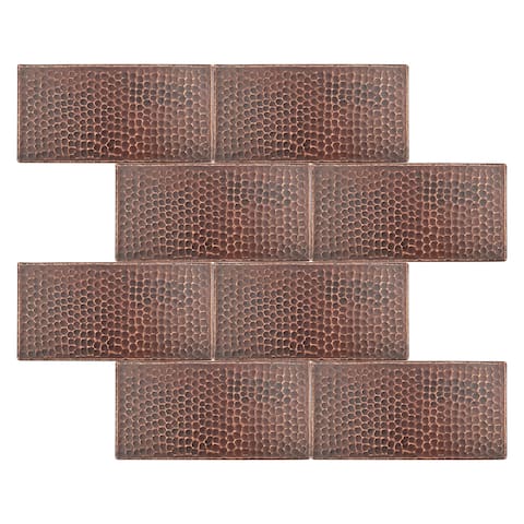 4" x 8" Hammered Copper Tile - Quantity 8 (T48DBH_PKG8)