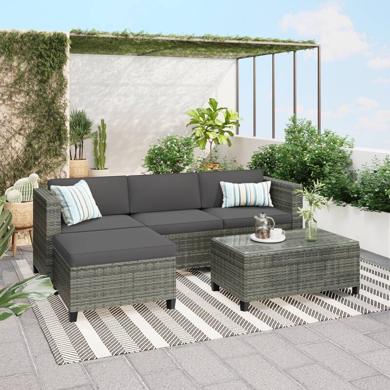 Royalcraft 5 Pieces Wicker Outdoor Sectional Sofa Sets
