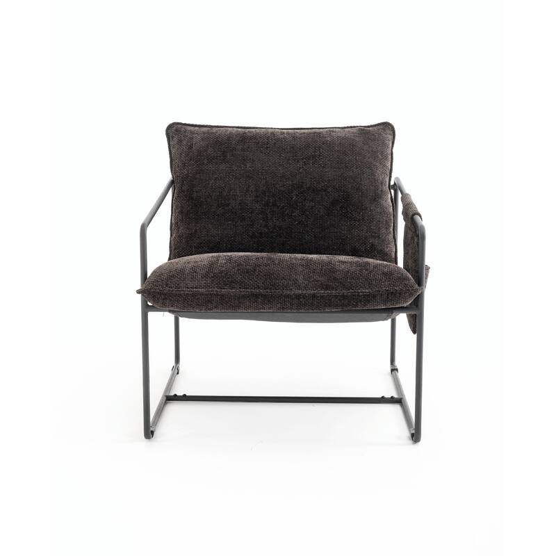 Upholstered Hanging Armchairs with Arm Pockets, Metal Frame,Set of 2