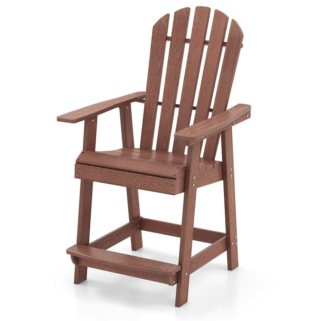 Gymax Tall Bar Stool HDPE Patio Chair w/ Armrest Footrest Home Indoor