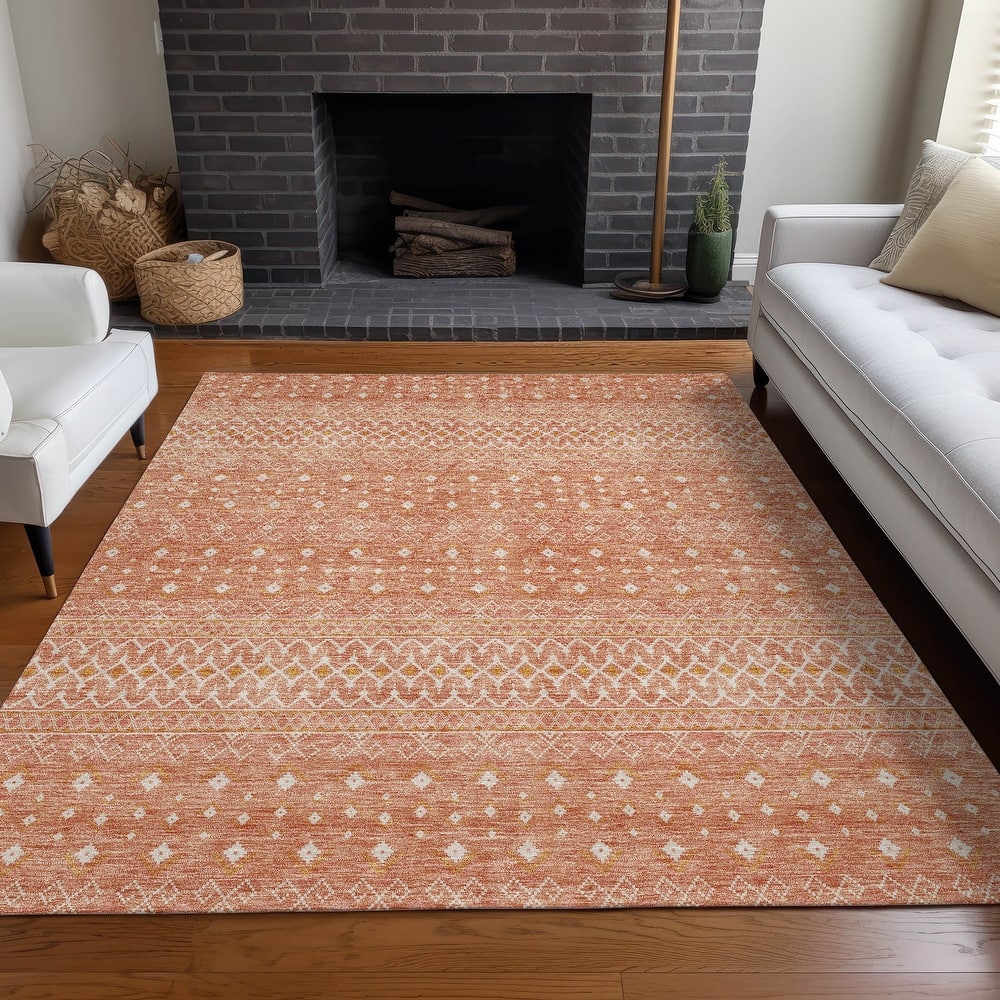 Machine Washable Indoor/ Outdoor Chantille Morrocan Boho Rug
