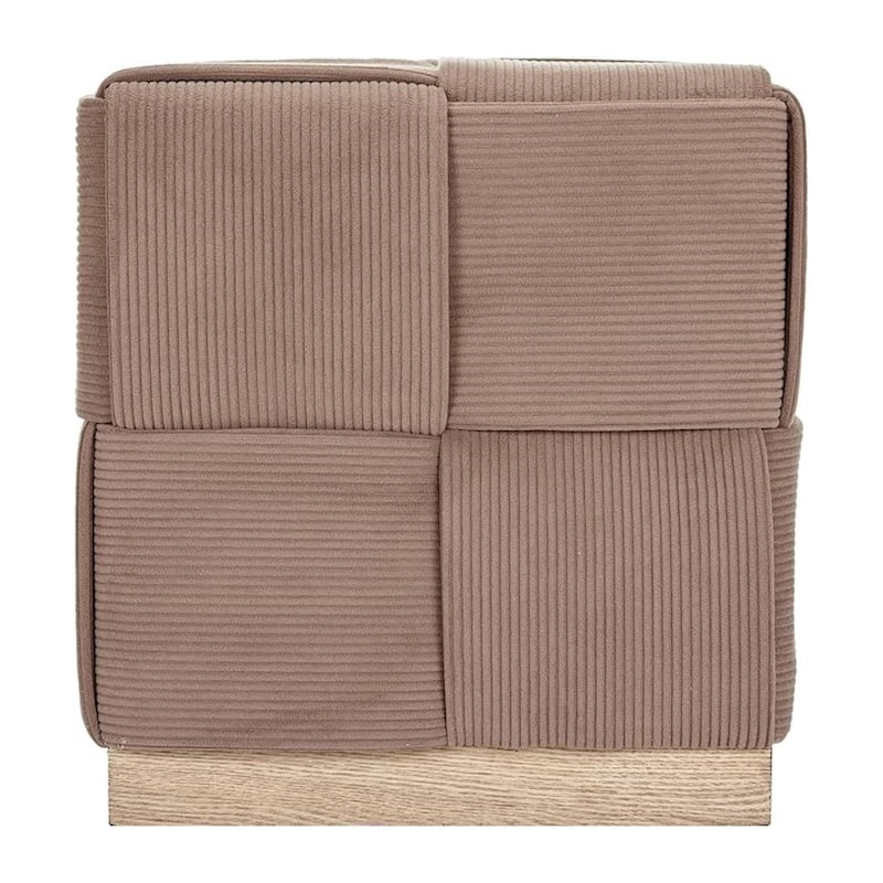 Esme Checker Weave Corduroy Accent Stool with Soft Fabric