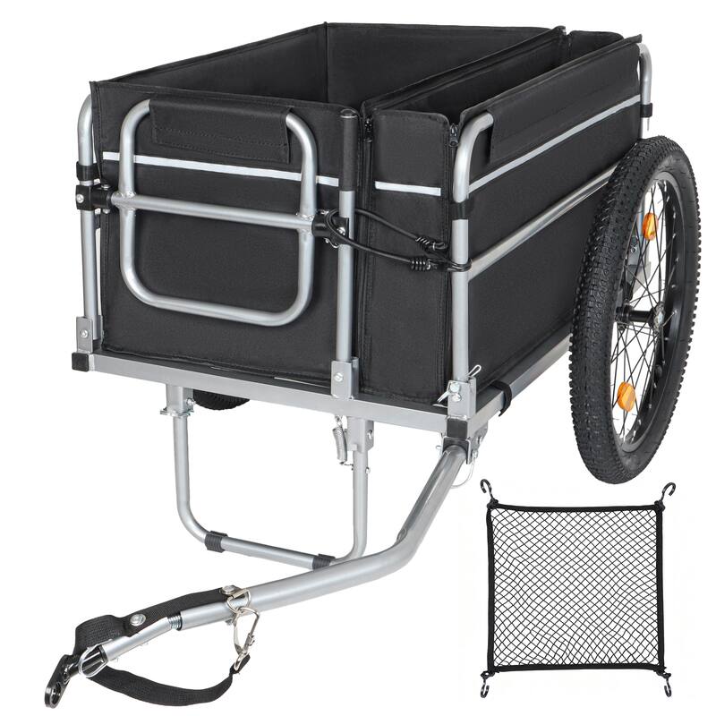 Bike Cargo Trailer, 110lbs Load Capacity, Heavy-Duty Bicycle Wagon Cart, Foldable Compact Storage, Featuring upgraded Fat tires