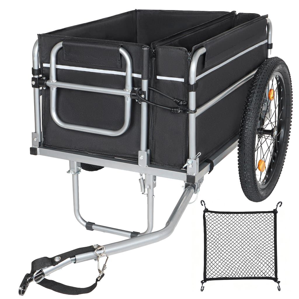 Bike Cargo Trailer, 110lbs Load Capacity, Heavy-Duty Bicycle Wagon Cart, Foldable Compact Storage, Featuring upgraded Fat tires