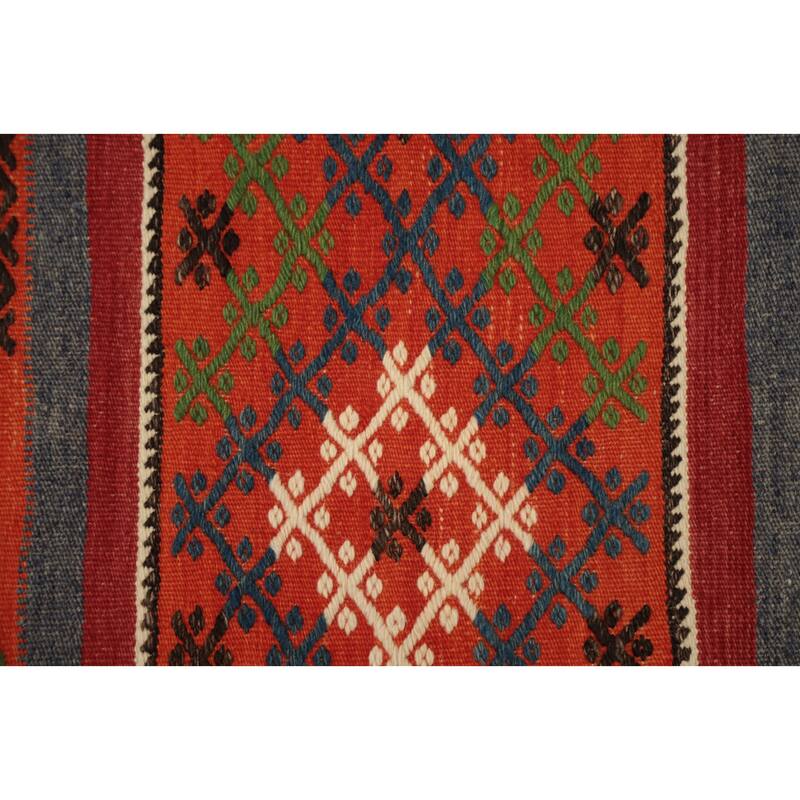 Hand Woven Oriental 100% Wool Carpet Southwestern Tribal Multi-Colored Kilim Area Rug - 10' 0'' X 6' 0''