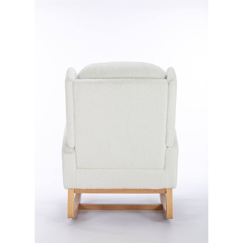 Modern Teddy Fabric Rocking Chair With Packet Wood Leg
