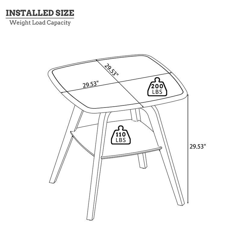 Modern Walnut Finish Dining Table with Extra Storage Shelf