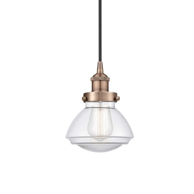 Innovations Lighting 616-1PH-9-7 Olean Pendant Olean 7" Wide Mini - Antique Copper / Clear