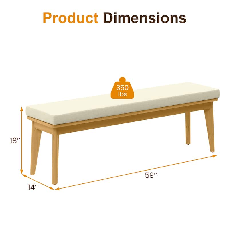 Acacia Patio Dining Bench with 2.36'' Thick Cousion