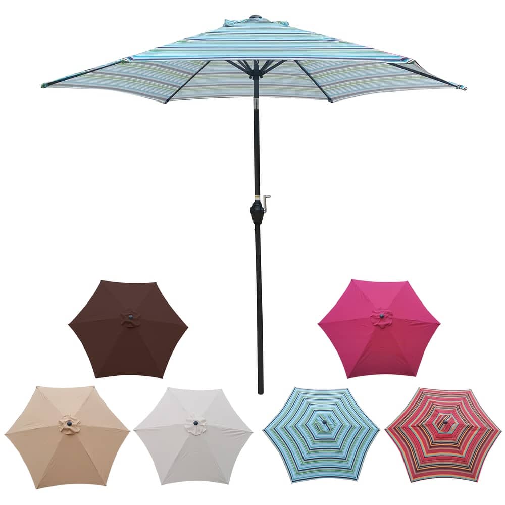 9ft Patio Umbrella Market Round Umbrella Outdoor Garden Umbrellas with Crank and Push Button Tilt for Garden Backyard Pool