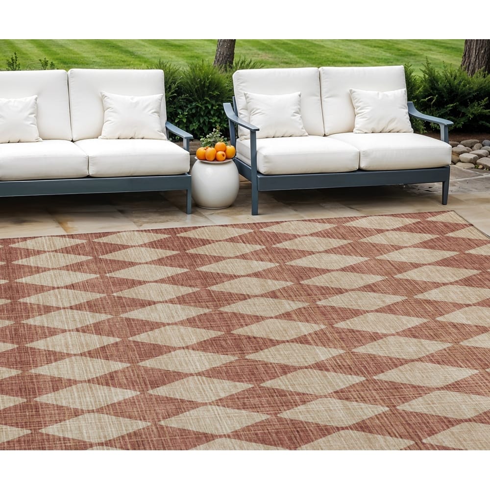 HomeRoots Geometric Transitional Rectangle Outdoor Rug