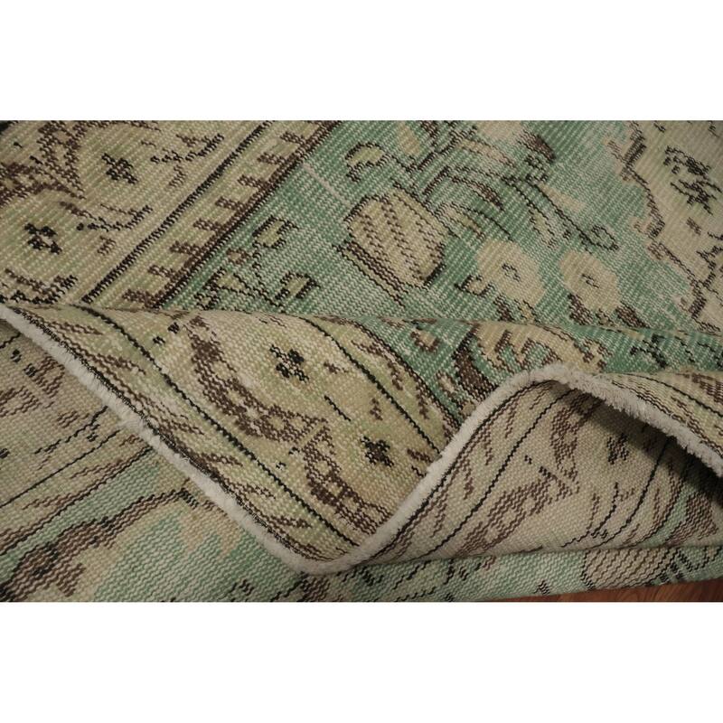 Hand Knotted Oriental 100% Wool Carpet Transitional Floral Green Anatolian Area Rug - 7' 9'' X 4' 10''