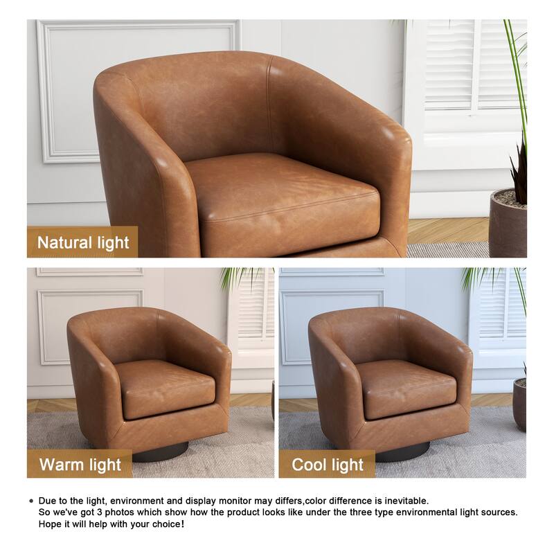 Modern Upholstered Barrel Chair Swivel Accent Chair for Living Room
