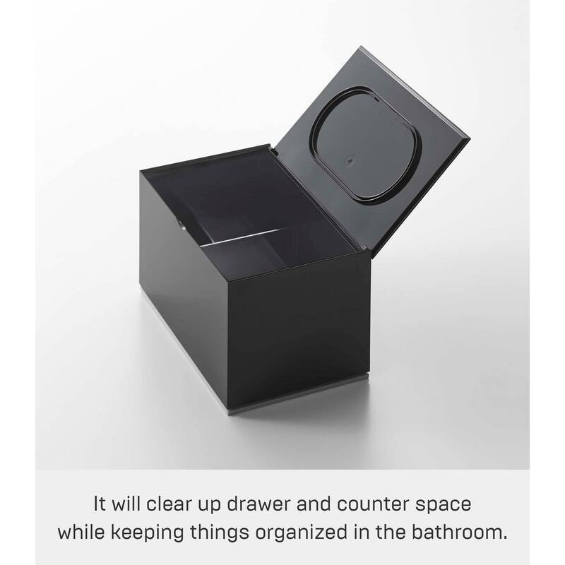 Yamazaki Home Skincare Organizer, ABS Plastic, Holds 2.2 lbs, Lid - L 3.94 x W 6.3 x H 3.54 inches