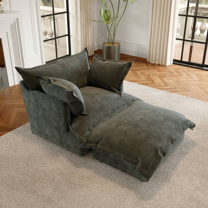 Modern Cloud Chaise Longue Accent Chair with Ottoman set