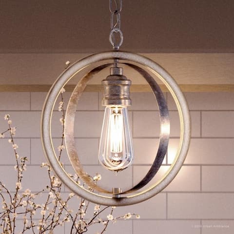Luxury Vintage Pendant Light, 14"H x 12"W, with Modern Farmhouse Style, Galvanized Steel Finish by Urban Ambiance