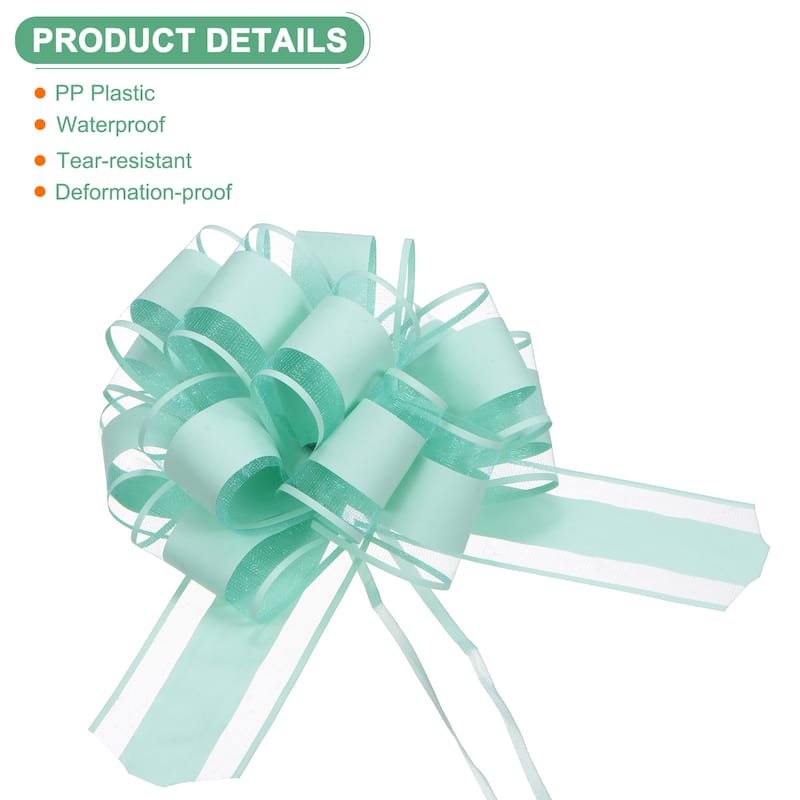 12pcs Large Pull Bow 8.7 Inch Flower Bows for Wedding Baskets - Light Blue