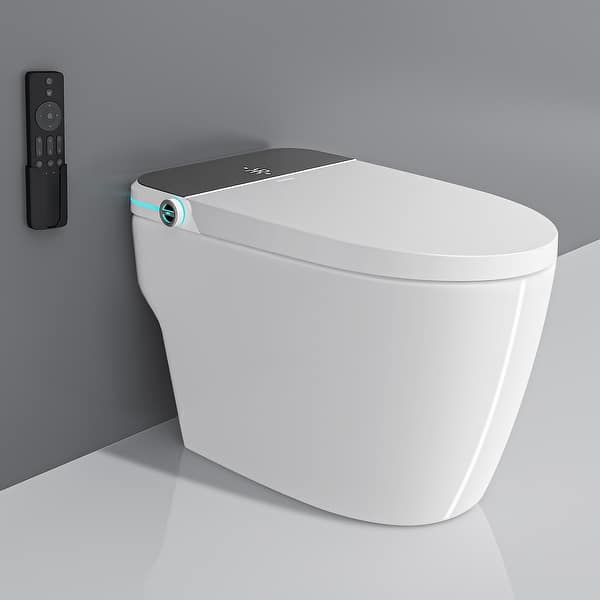 yulika Elongated 1.28 GPF Smart Bidet Toilet with Built-in Foot Sensor and Heated Seat
