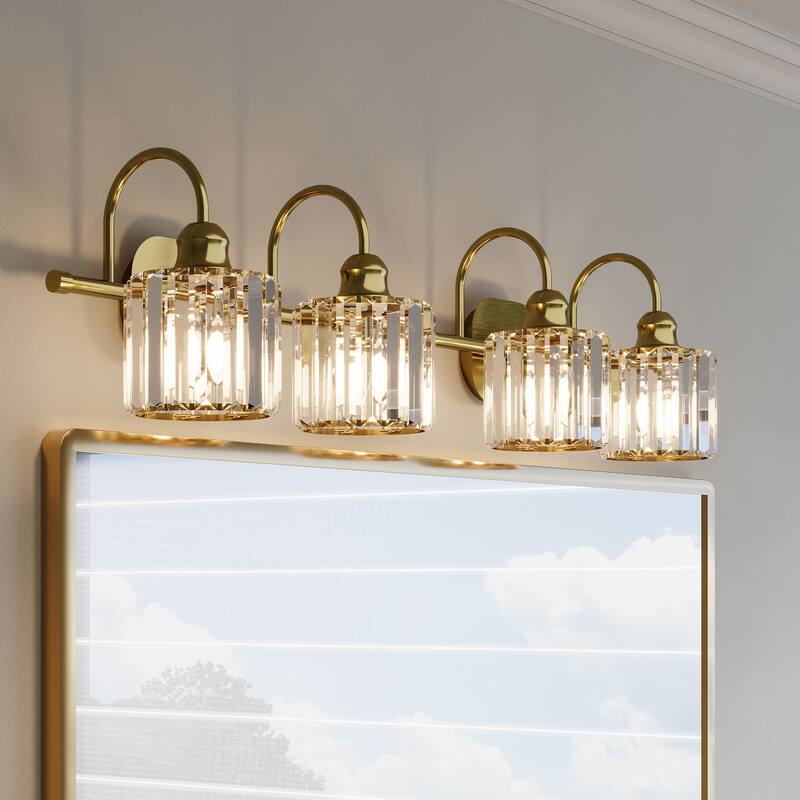 ExBrite Modern Rose Gold Dimmable Bathroom Crystal Vanity Lights